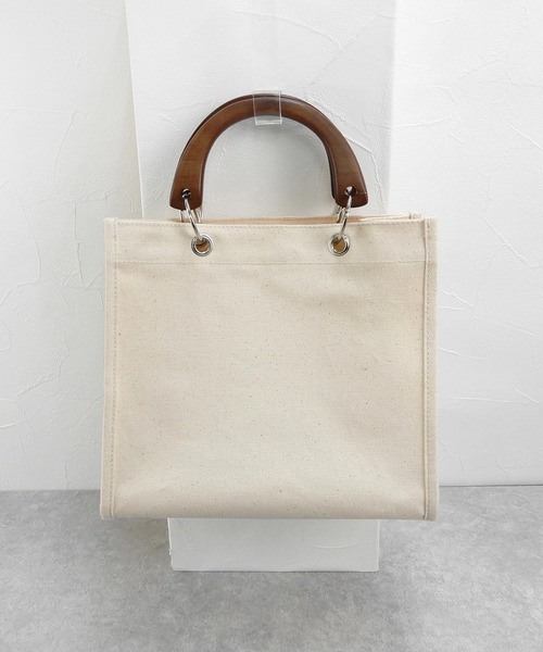 minia(ミニア)の「ウッドハンドルキャンバストート ◇(トートバッグ・レディース・ブラック/アイボリー/カーキ・FREE)」の15枚目の写真