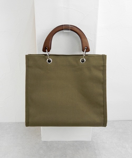 minia(ミニア)の「ウッドハンドルキャンバストート ◇(トートバッグ・レディース・ブラック/アイボリー/カーキ・FREE)」の16枚目の写真