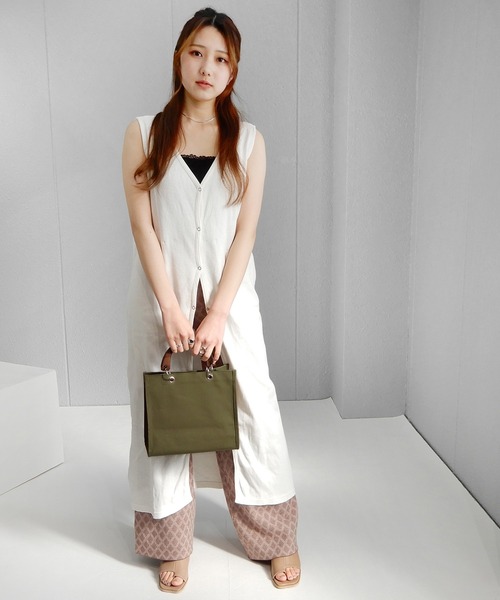 minia(ミニア)の「ウッドハンドルキャンバストート ◇(トートバッグ・レディース・ブラック/アイボリー/カーキ・FREE)」の21枚目の写真