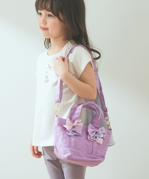 ANY（エニィ）の「2WAYリボン ショルダーバック（ショルダーバッグ・キッズ・ネイビー系/ライラック系・F）」の2枚目の写真