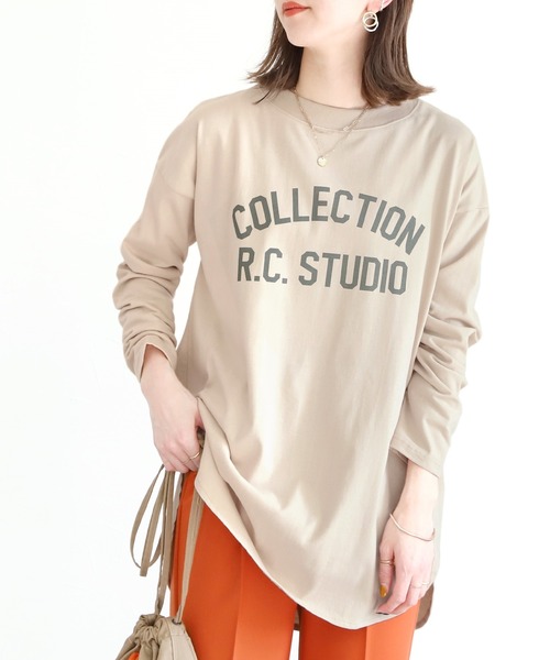 reca(レカ)の「ロゴプリントロンTシャツ(Tシャツ/カットソー・レディース・ベージュ/グレー/アイボリー・FREE)」の3枚目の写真