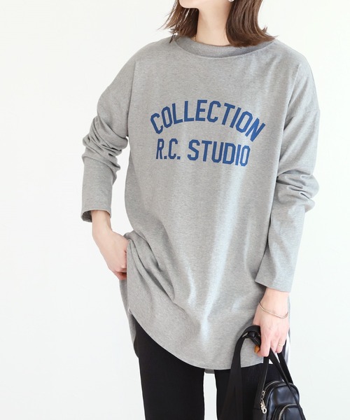 reca(レカ)の「ロゴプリントロンTシャツ(Tシャツ/カットソー・レディース・ベージュ/グレー/アイボリー・FREE)」の1枚目の写真