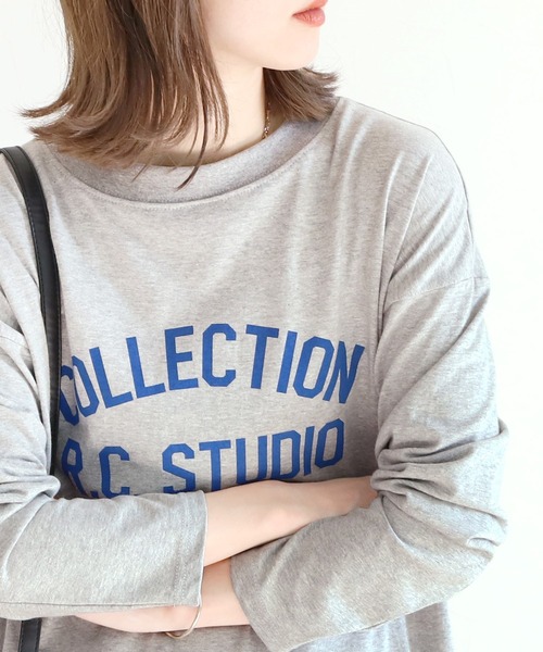 reca(レカ)の「ロゴプリントロンTシャツ(Tシャツ/カットソー・レディース・ベージュ/グレー/アイボリー・FREE)」の4枚目の写真