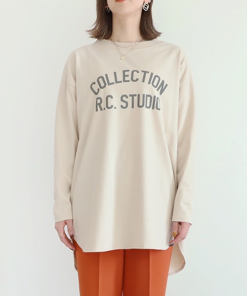reca(レカ)の「ロゴプリントロンTシャツ(Tシャツ/カットソー・レディース・ベージュ/グレー/アイボリー・FREE)」の8枚目の写真