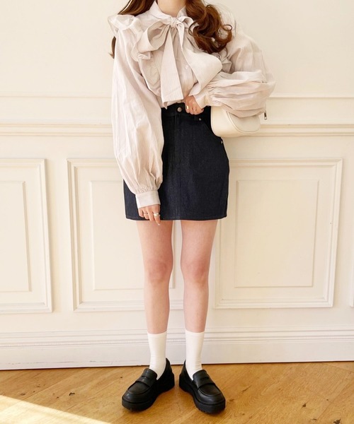 【コーデの主役に♪】HERMES デニムミニスカート Heather（ヘザー）の「あいねねデニムタイトミニスカート 276159