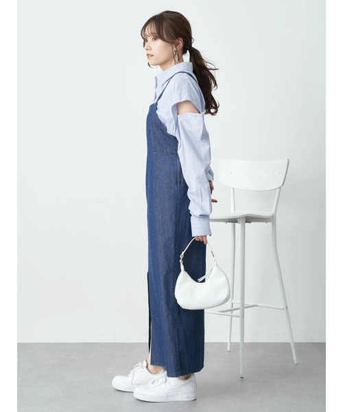 earth music&ecology（アースミュージックアンドエコロジー）の「デニムキャミワンピース（ワンピース・レディース・ブラック/インディゴブルー・FREE）」の16枚目の写真