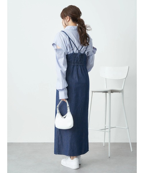 極美品♡エポカ　デニムキャミワンピース　ロングワンピース　デニムワンピース セール】デニムキャミワンピース（ワンピース）｜earth