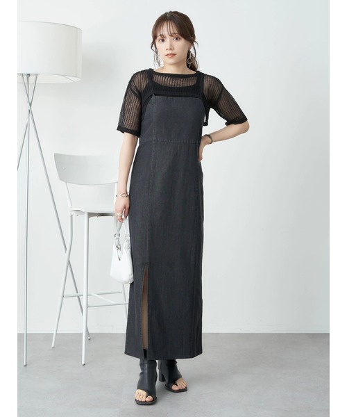 極美品♡エポカ　デニムキャミワンピース　ロングワンピース　デニムワンピース デニムロングワンピース ハイウエストロングデニムキャミ