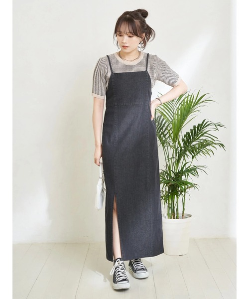 earth music&ecology（アースミュージックアンドエコロジー）の「デニムキャミワンピース（ワンピース・レディース・ブラック/インディゴブルー・FREE）」の17枚目の写真