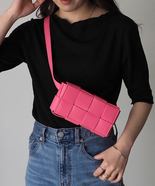 Riberry（リベリー）の「編み込みボディバッグ/カラーボディバッグ（ボディバッグ/ウエストポーチ・レディース・ホワイト/ブラック/ピンク/ライム/グリーン/エメラルド/オレンジ・FREE）」の16枚目の写真