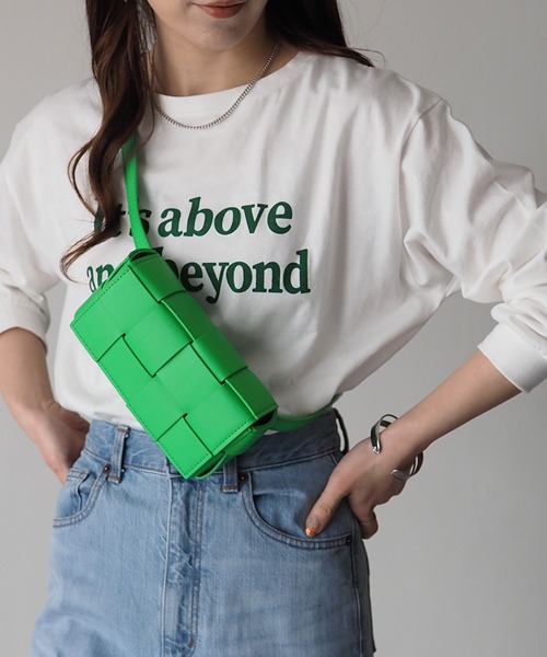 Riberry（リベリー）の「編み込みボディバッグ/カラーボディバッグ（ボディバッグ/ウエストポーチ・レディース・ホワイト/ブラック/ピンク/ライム/グリーン/エメラルド/オレンジ・FREE）」の14枚目の写真