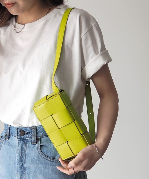 Riberry（リベリー）の「編み込みボディバッグ/カラーボディバッグ（ボディバッグ/ウエストポーチ・レディース・ホワイト/ブラック/ピンク/ライム/グリーン/エメラルド/オレンジ・FREE）」の21枚目の写真