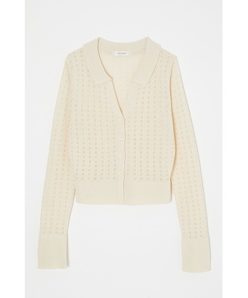 MOUSSY(マウジー)の「LACE POLO カーディガン(カーディガン/ボレロ・レディース・キナリ/ライトブルー/ブラック/ライトグリーン・FREE)」の2枚目の写真