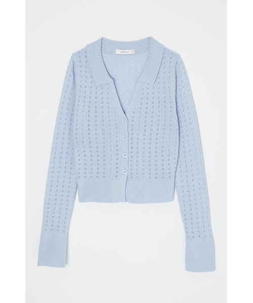 MOUSSY(マウジー)の「LACE POLO カーディガン(カーディガン/ボレロ・レディース・キナリ/ライトブルー/ブラック/ライトグリーン・FREE)」の5枚目の写真