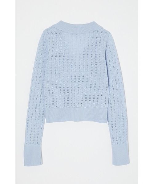 MOUSSY(マウジー)の「LACE POLO カーディガン(カーディガン/ボレロ・レディース・キナリ/ライトブルー/ブラック/ライトグリーン・FREE)」の6枚目の写真