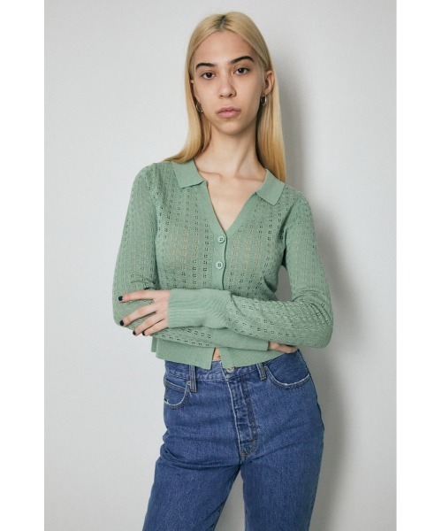 MOUSSY(マウジー)の「LACE POLO カーディガン(カーディガン/ボレロ・レディース・キナリ/ライトブルー/ブラック/ライトグリーン・FREE)」の12枚目の写真