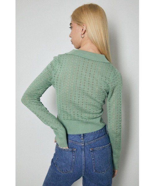 MOUSSY(マウジー)の「LACE POLO カーディガン(カーディガン/ボレロ・レディース・キナリ/ライトブルー/ブラック/ライトグリーン・FREE)」の13枚目の写真