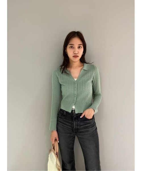 MOUSSY(マウジー)の「LACE POLO カーディガン(カーディガン/ボレロ・レディース・キナリ/ライトブルー/ブラック/ライトグリーン・FREE)」の19枚目の写真