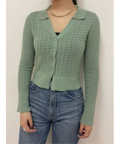 MOUSSY(マウジー)の「LACE POLO カーディガン(カーディガン/ボレロ・レディース・キナリ/ライトブルー/ブラック/ライトグリーン・FREE)」の21枚目の写真