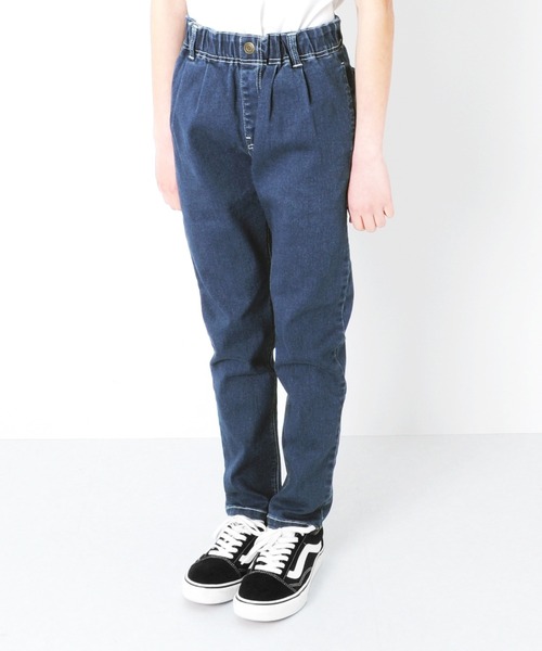 GLAZOS（グラソス）の「[テーパード]スーパーストレッチデニム・タックパンツ（デニムパンツ・キッズ・インディゴブルー/ブルー・130cm/140cm/150cm/160cm/170cm）」の5枚目の写真