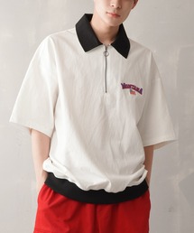 SPINNS | 【ビッグシルエット】ハーフジップ ワンポイントロゴ Tシャツ(Tシャツ/カットソー)