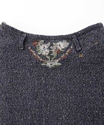 美品 定価104500円 45R 花刺繍 ニコミコツイードのスカート インディゴ 45R（フォーティファイブアール）の「ニコミコツイードのお花