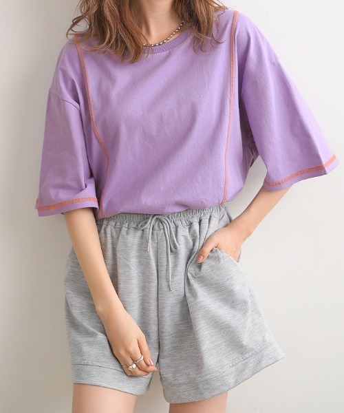 Futier land(フューティアランド)の「BIGリンキングTシャツ(Tシャツ/カットソー・レディース・ホワイト/チャコールグレー/パープル/杢グレー・FREE)」の4枚目の写真