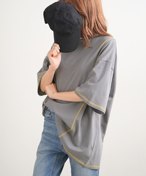Futier land(フューティアランド)の「BIGリンキングTシャツ(Tシャツ/カットソー・レディース・ホワイト/チャコールグレー/パープル/杢グレー・FREE)」の9枚目の写真