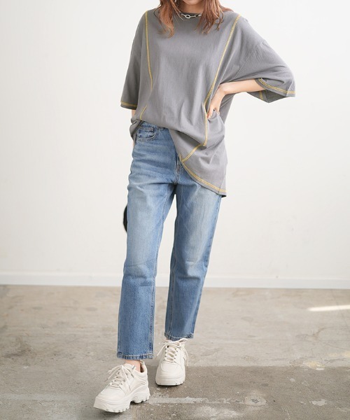 Futier land(フューティアランド)の「BIGリンキングTシャツ(Tシャツ/カットソー・レディース・ホワイト/チャコールグレー/パープル/杢グレー・FREE)」の10枚目の写真