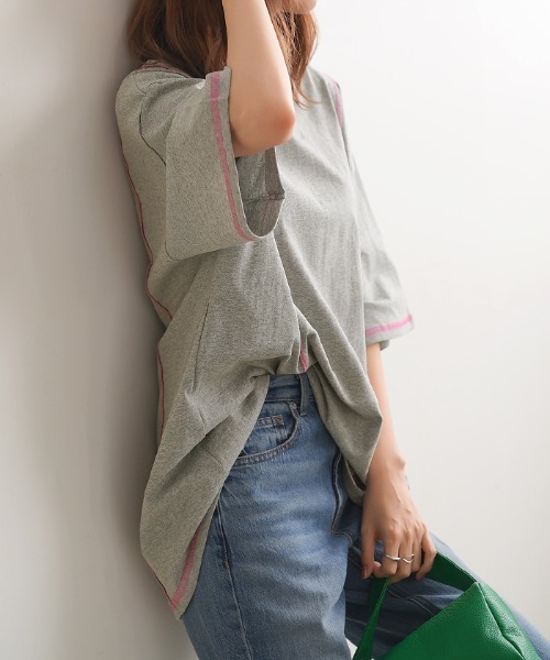 Futier land(フューティアランド)の「BIGリンキングTシャツ(Tシャツ/カットソー・レディース・ホワイト/チャコールグレー/パープル/杢グレー・FREE)」の22枚目の写真