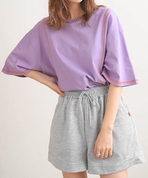 Futier land(フューティアランド)の「BIGリンキングTシャツ(Tシャツ/カットソー・レディース・ホワイト/チャコールグレー/パープル/杢グレー・FREE)」の12枚目の写真