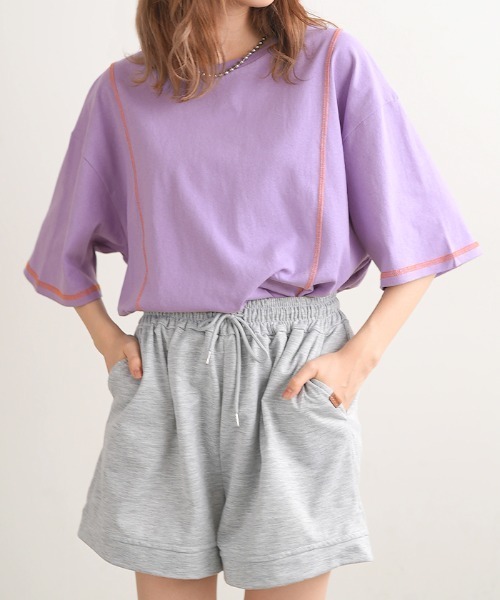 Futier land(フューティアランド)の「BIGリンキングTシャツ(Tシャツ/カットソー・レディース・ホワイト/チャコールグレー/パープル/杢グレー・FREE)」の13枚目の写真