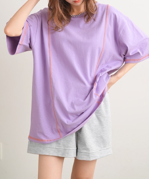 Futier land(フューティアランド)の「BIGリンキングTシャツ(Tシャツ/カットソー・レディース・ホワイト/チャコールグレー/パープル/杢グレー・FREE)」の15枚目の写真