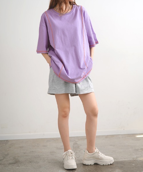Futier land(フューティアランド)の「BIGリンキングTシャツ(Tシャツ/カットソー・レディース・ホワイト/チャコールグレー/パープル/杢グレー・FREE)」の18枚目の写真