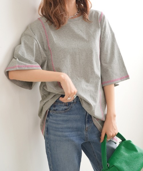 Futier land(フューティアランド)の「BIGリンキングTシャツ(Tシャツ/カットソー・レディース・ホワイト/チャコールグレー/パープル/杢グレー・FREE)」の19枚目の写真