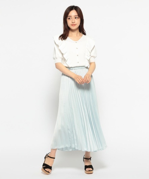 MISCH MASCH（ミッシュマッシュ）の「シャイニープリーツスカート（スカート・レディース・ホワイト/ライトブルー/グレイッシュベージュ/ピンク・MEDIUM）」の7枚目の写真