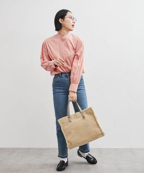 coen（コーエン）の「女性らしいレイヤードが楽しめる。フリルカラーピンタックシャツ#（シャツ/ブラウス・レディース・ブラック/その他1/ホワイト/オレンジ/その他2/ライトブルー/ケリー・L/M）」の20枚目の写真