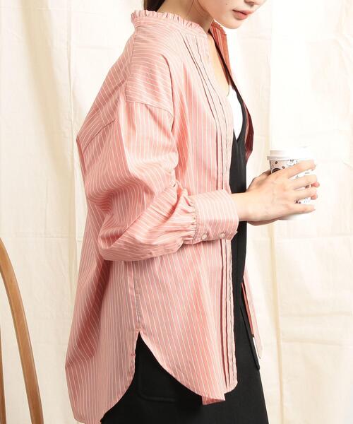 coen（コーエン）の「女性らしいレイヤードが楽しめる。フリルカラーピンタックシャツ#（シャツ/ブラウス・レディース・ライトブルー/オレンジ/その他2/ケリー/ブラック/ホワイト/その他1・L/M）」の19枚目の写真