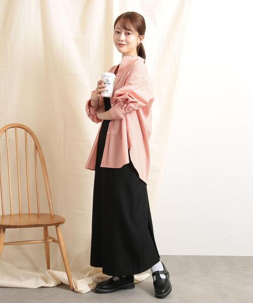 coen（コーエン）の「女性らしいレイヤードが楽しめる。フリルカラーピンタックシャツ#（シャツ/ブラウス・レディース・ライトブルー/オレンジ/その他2/ケリー/ブラック/ホワイト/その他1・L/M）」の20枚目の写真