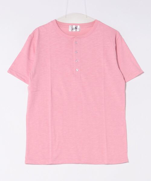 sunny branch(サニーブランチ)の「スラブ天竺ヘンリーネックTシャツ(Tシャツ/カットソー・レディース・ピンク・MEDIUM)」の1枚目の写真