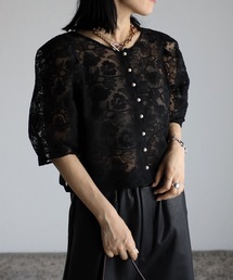 刺繍オーガンジーカーディガン