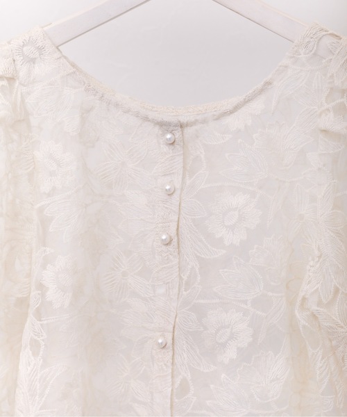 ap retro（アプレトロ）の「刺繍オーガンジーカーディガン（カーディガン/ボレロ・レディース・アイボリー/ブラック・FREE）」の3枚目の写真