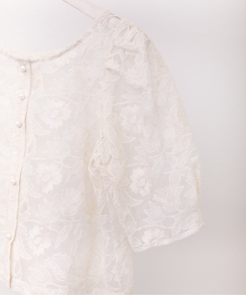 ap retro（アプレトロ）の「刺繍オーガンジーカーディガン（カーディガン/ボレロ・レディース・アイボリー/ブラック・FREE）」の4枚目の写真