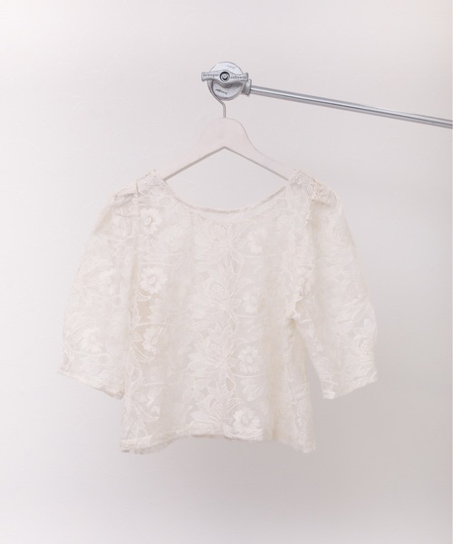 ap retro（アプレトロ）の「刺繍オーガンジーカーディガン（カーディガン/ボレロ・レディース・アイボリー/ブラック・FREE）」の7枚目の写真