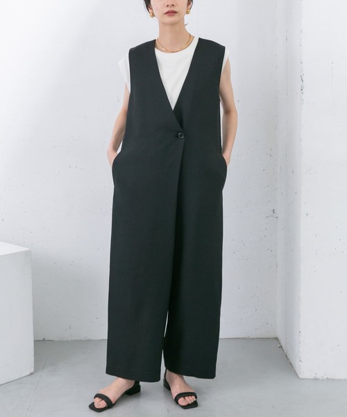 KBF(ケイビーエフ)の「ラップサロペット(サロペット/オーバーオール・レディース・ブラック/ベージュ・38/36)」の9枚目の写真