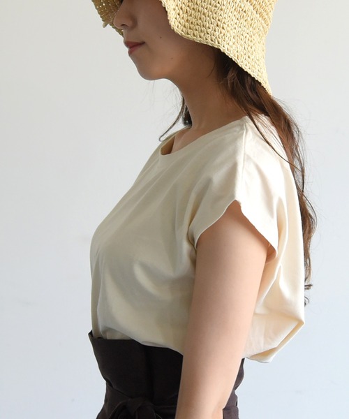 sango(sango)の「コットンフレンチスリーブTシャツ(Tシャツ/カットソー・レディース・ブラック/ベージュ/ブラウン/アイボリー・FREE)」の7枚目の写真