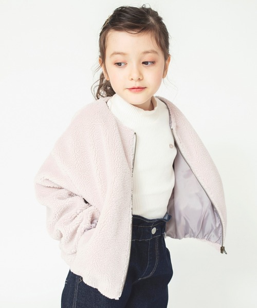 BRANSHES(ブランシェス)の「ノーカラーボアブルゾン(ノーカラージャケット・キッズ・チャコールグレー/ブラウン/ピンク/アイボリー・110cm/100cm/120cm/130cm/140cm/150cm/160cm/90cm)」の12枚目の写真