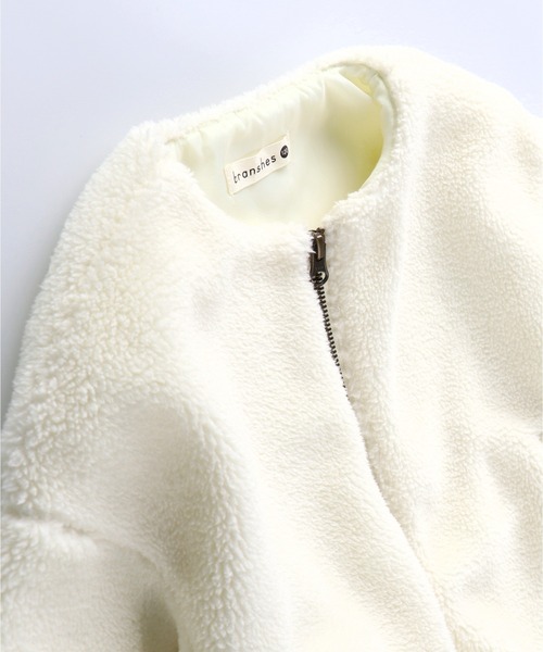 BRANSHES(ブランシェス)の「ノーカラーボアブルゾン(ノーカラージャケット・キッズ・チャコールグレー/ブラウン/ピンク/アイボリー・110cm/100cm/120cm/130cm/140cm/150cm/160cm/90cm)」の20枚目の写真