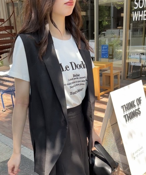 one way（ワンウェイ）の「テーラーサイドスリットベスト/セットアップ対応（ベスト・レディース・ブラック/ベージュ・FREE）」の2枚目の写真