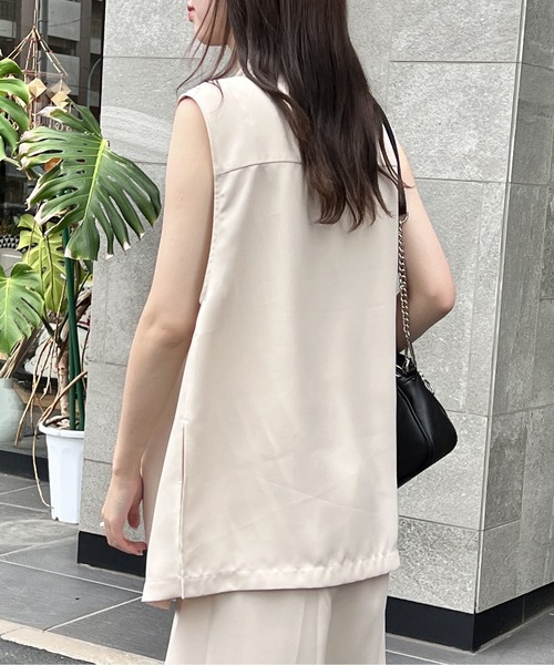 one way（ワンウェイ）の「テーラーサイドスリットベスト/セットアップ対応（ベスト・レディース・ブラック/ベージュ・FREE）」の6枚目の写真